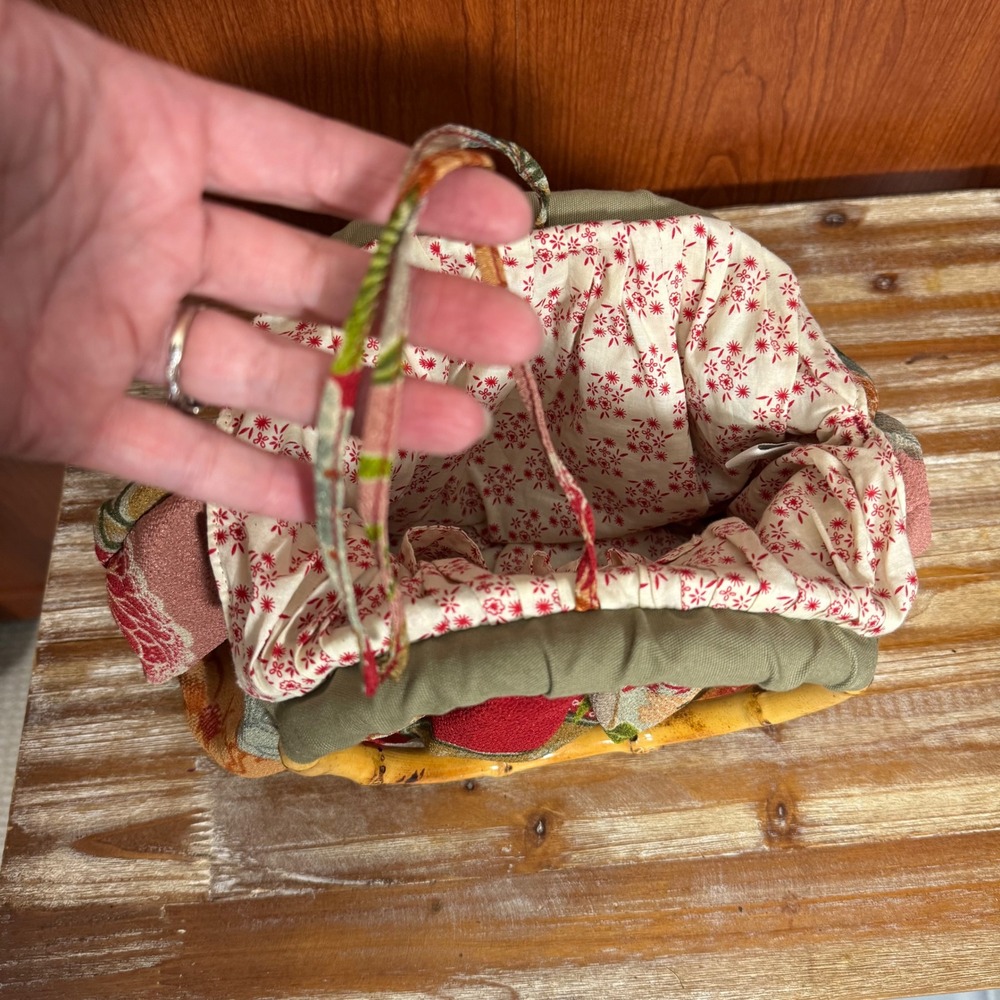 J Jill Vintage Style Floral Pleated Handbag w/Bamboo Ring Handles Boho Whimsical - Picture 16 of 16